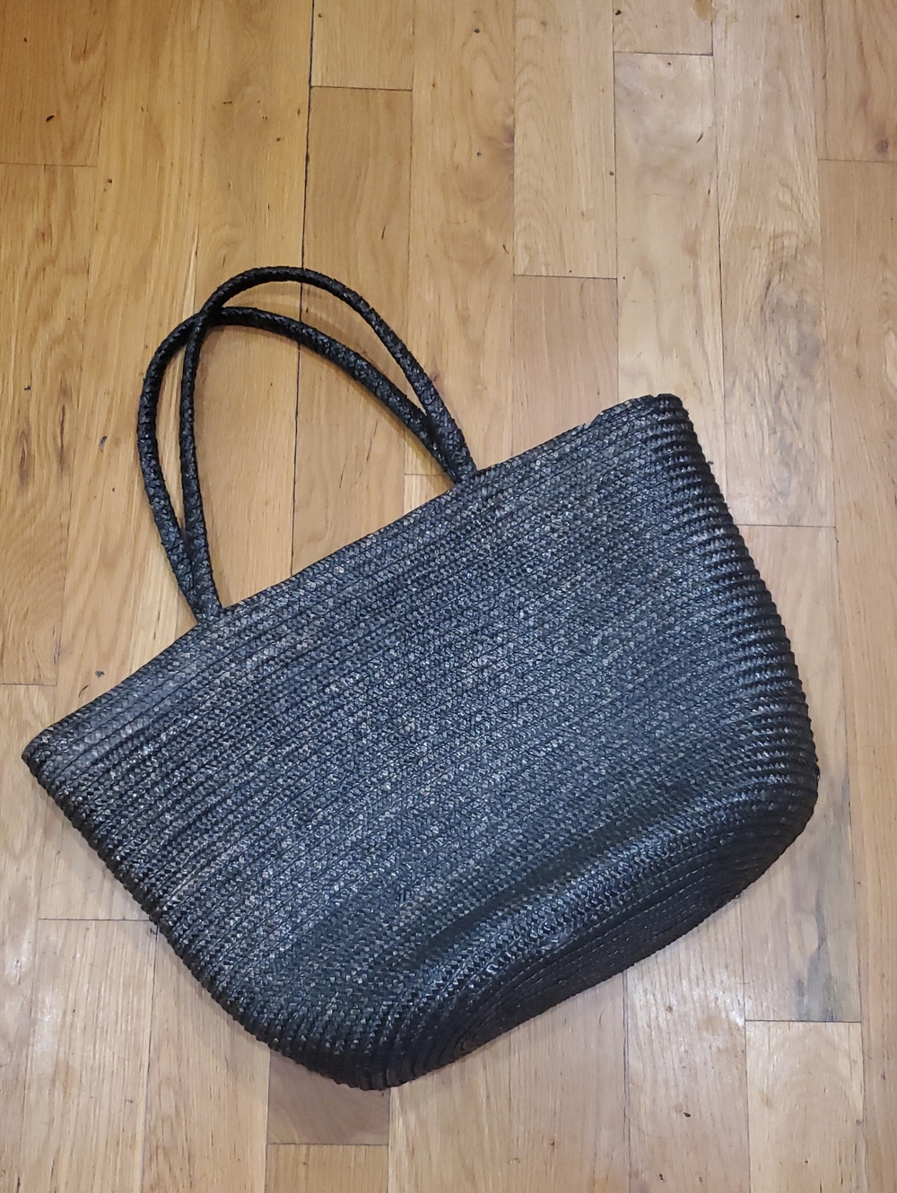 Black Straw Tote Bag - Brand Unspecified